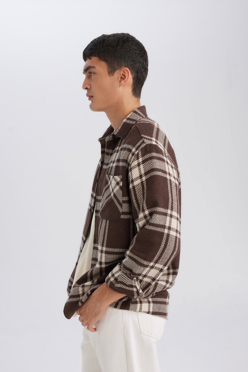 ديفاكتو قميص كاروهات كم طويل قصة عادية بياقة بولو - Image 5